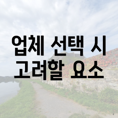 업체 선택 시 고려할 요소