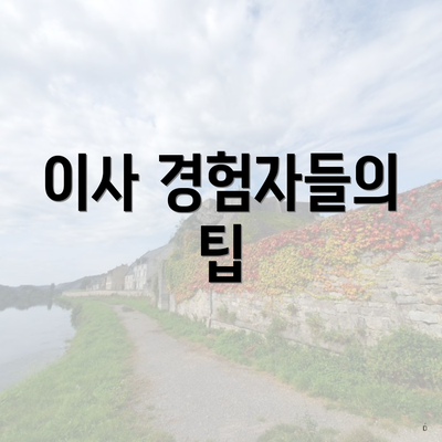 이사 경험자들의 팁