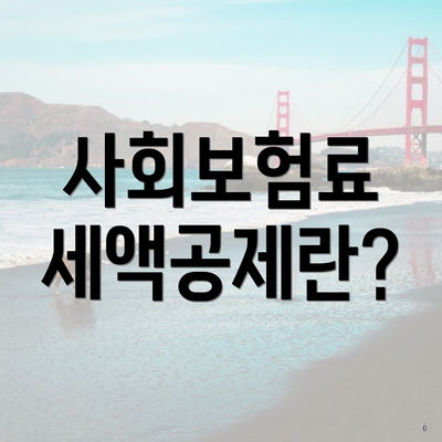 사회보험료 세액공제란?