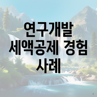 연구개발 세액공제 경험 사례