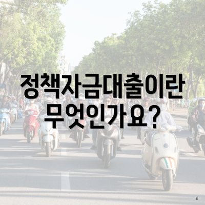 정책자금대출이란 무엇인가요?
