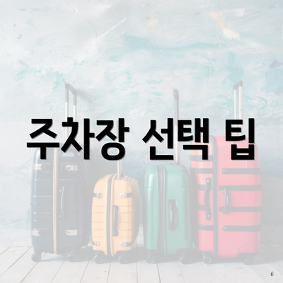 주차장 선택 팁