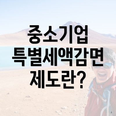 중소기업 특별세액감면 제도란?