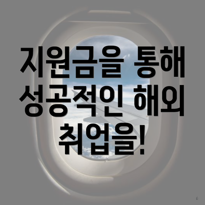 지원금을 통해 성공적인 해외 취업을!