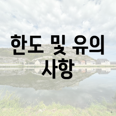 한도 및 유의 사항