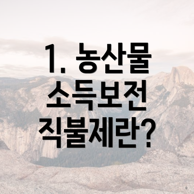 1. 농산물 소득보전 직불제란?