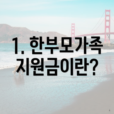 1. 한부모가족 지원금이란?