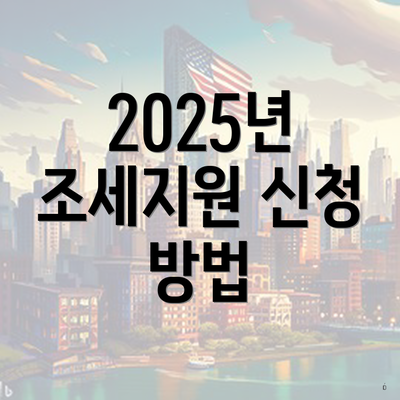 2025년 조세지원 신청 방법