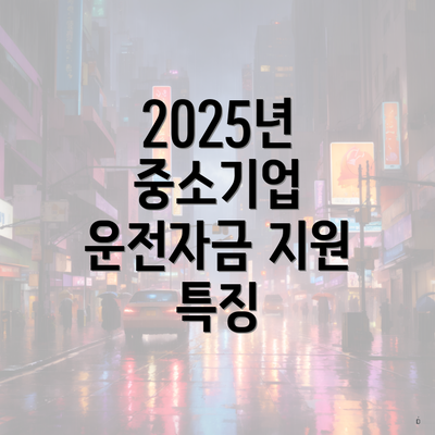 2025년 중소기업 운전자금 지원 특징