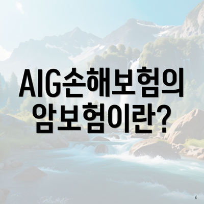 AIG손해보험의 암보험이란?