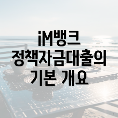 iM뱅크 정책자금대출의 기본 개요