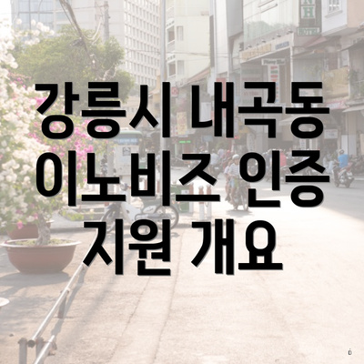 강릉시 내곡동 이노비즈 인증 지원 개요