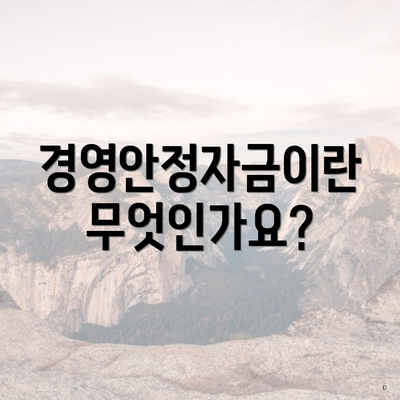 경영안정자금이란 무엇인가요?