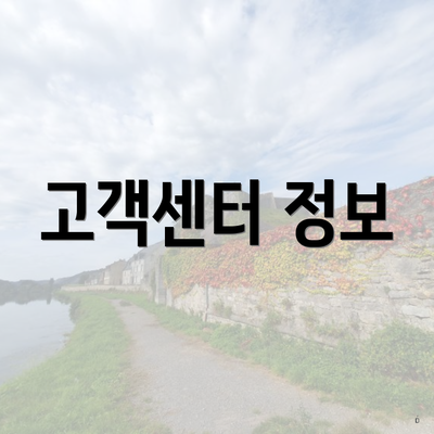 고객센터 정보