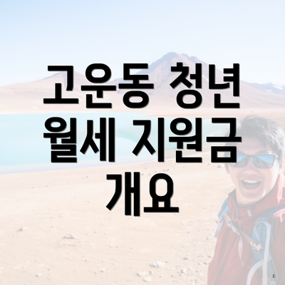 고운동 청년 월세 지원금 개요