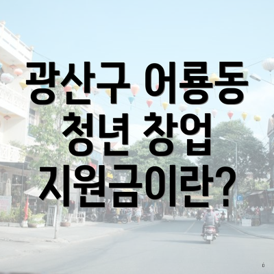 광산구 어룡동 청년 창업 지원금이란?