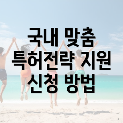 국내 맞춤 특허전략 지원 신청 방법