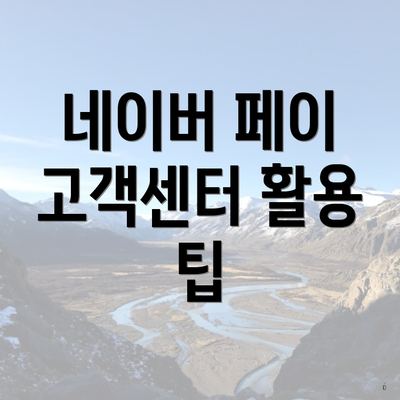 네이버 페이 고객센터 활용 팁