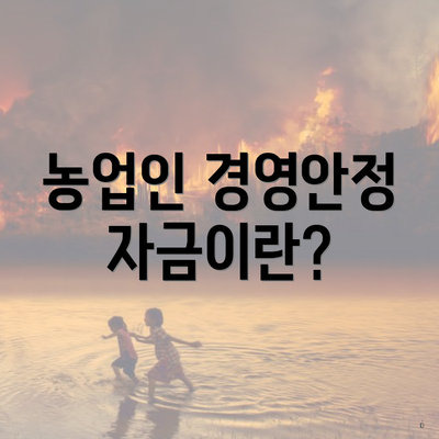 농업인 경영안정자금이란?