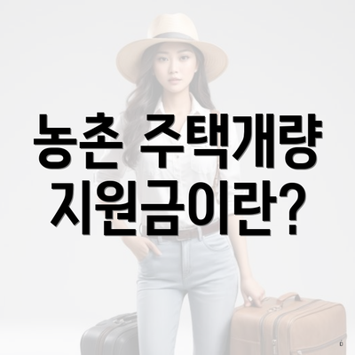 농촌 주택개량 지원금이란?