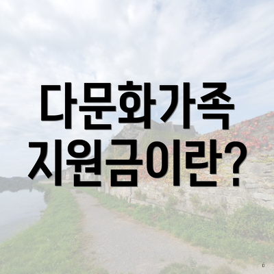 다문화가족 지원금이란?