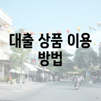 대출 상품 이용 방법