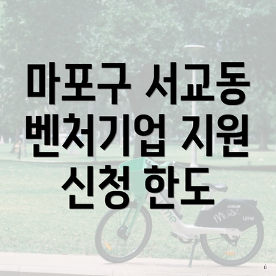 마포구 서교동 벤처기업 지원 신청 한도