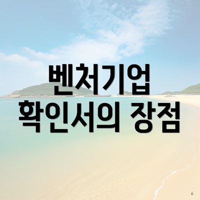 벤처기업 확인서의 장점