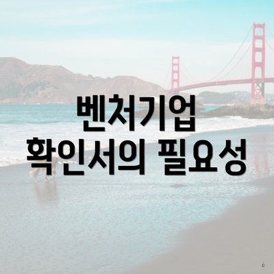 벤처기업 확인서의 필요성