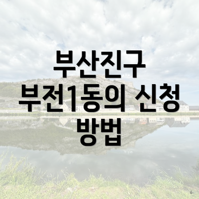부산진구 부전1동의 신청 방법