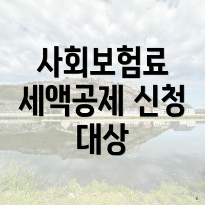 사회보험료 세액공제 신청 대상