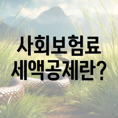사회보험료 세액공제란?