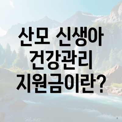 산모 신생아 건강관리 지원금이란?