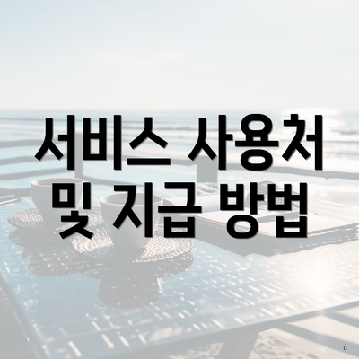 서비스 사용처 및 지급 방법