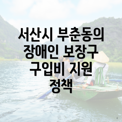서산시 부춘동의 장애인 보장구 구입비 지원 정책