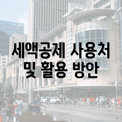 세액공제 사용처 및 활용 방안