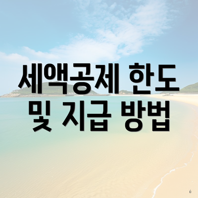 세액공제 한도 및 지급 방법