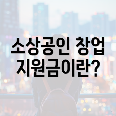 소상공인 창업 지원금이란?