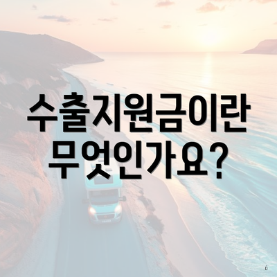 수출지원금이란 무엇인가요?