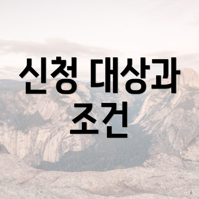 신청 대상과 조건