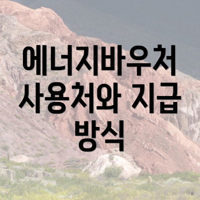 에너지바우처 사용처와 지급 방식