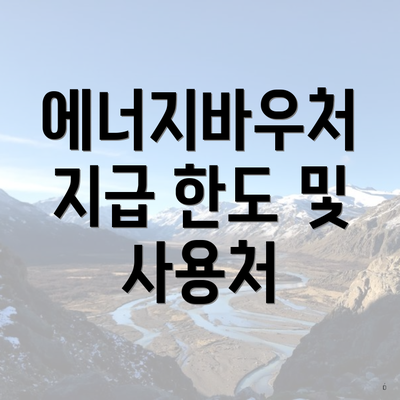 에너지바우처 지급 한도 및 사용처