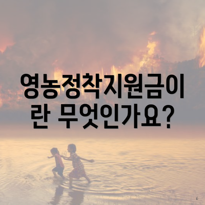 영농정착지원금이란 무엇인가요?