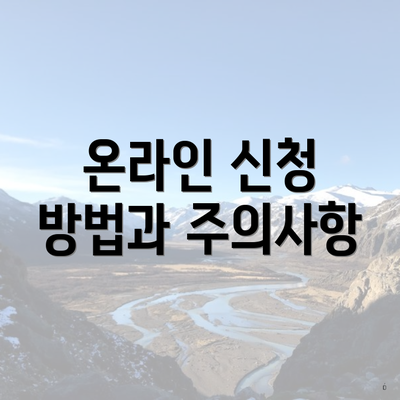 온라인 신청 방법과 주의사항