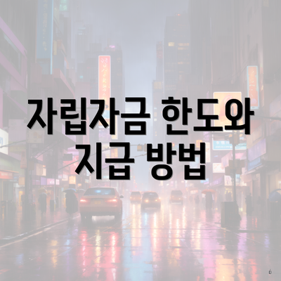자립자금 한도와 지급 방법