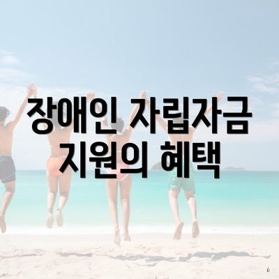 장애인 자립자금 지원의 혜택