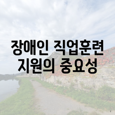 장애인 직업훈련 지원의 중요성