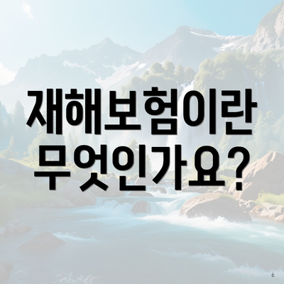 재해보험이란 무엇인가요?