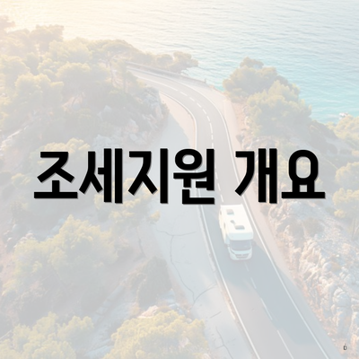 조세지원 개요