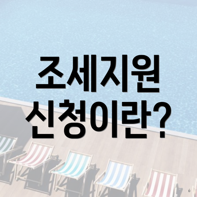조세지원 신청이란?